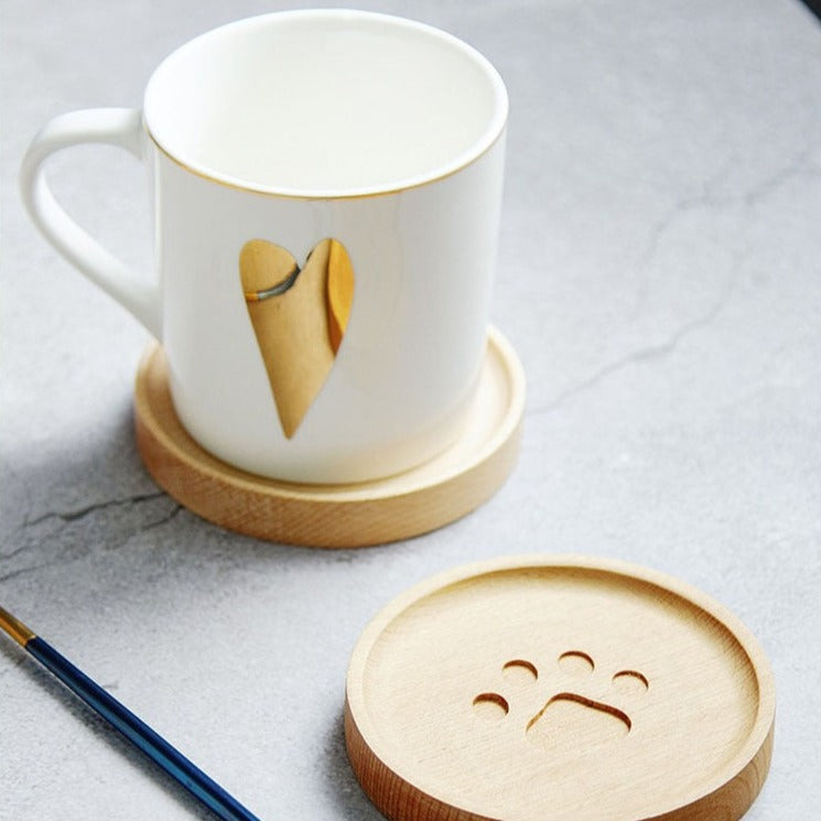 Cute Cat Paw Wooden Coaster-Catonomy-Catonomy