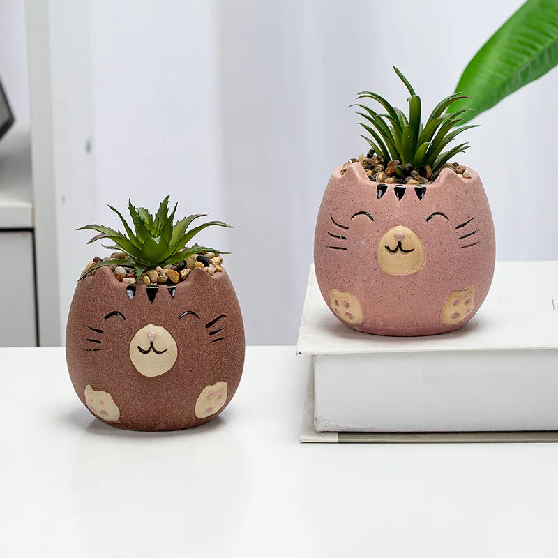 Cute Cat Succulent Ceramic Plant Pot-Catonomy-Catonomy