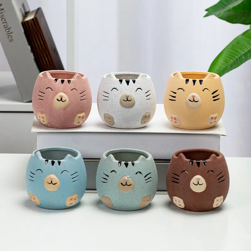 Cute Cat Succulent Ceramic Plant Pot-Catonomy-Catonomy