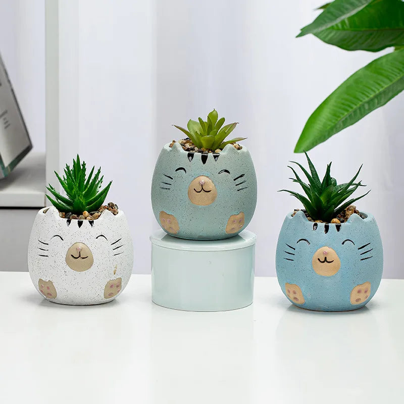 Cute Cat Succulent Ceramic Plant Pot-Catonomy-Catonomy