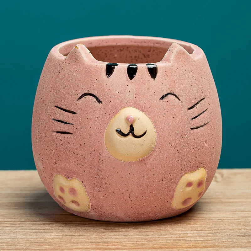 Cute Cat Succulent Ceramic Plant Pot-Catonomy-Pink-Catonomy