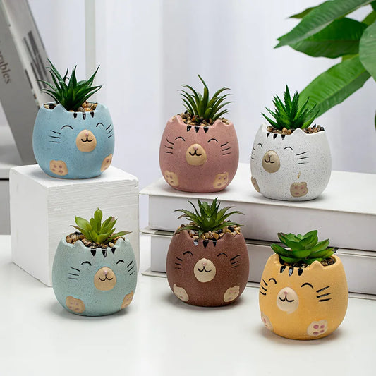 Cute Cat Succulent Ceramic Plant Pot-Catonomy-Catonomy