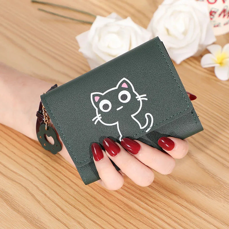 Cute Cat with Paw Zipper Fashion Women's Wallet-Catonomy-Green-Catonomy