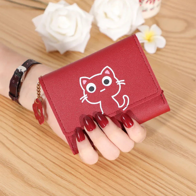Cute Cat with Paw Zipper Fashion Women's Wallet-Catonomy-Maroon-Catonomy