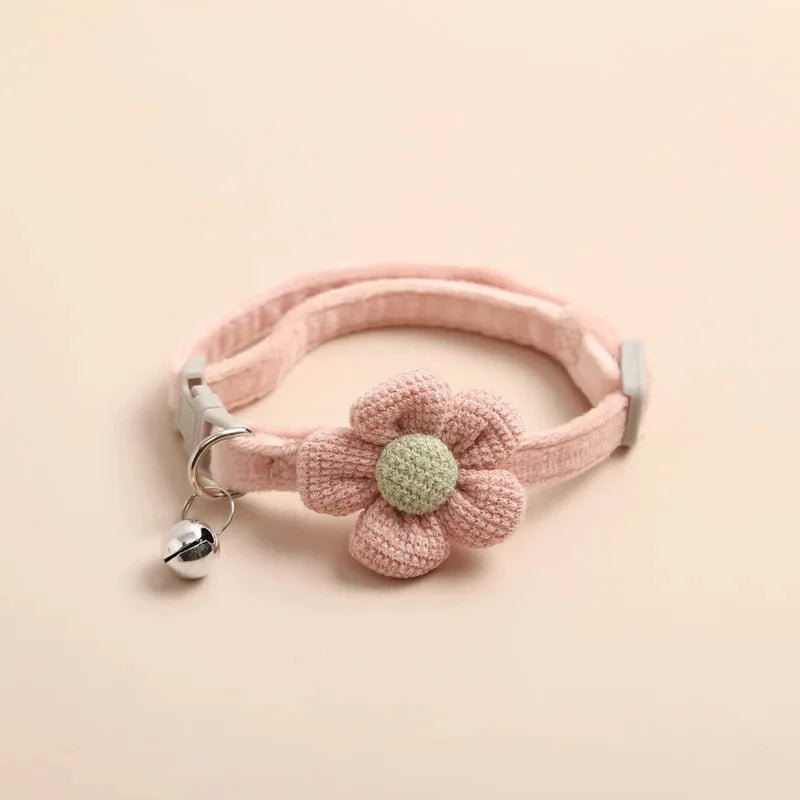 Cute Flower Adjustable Buckle Cat Collar With Bell-Catonomy-Pink-1.5x3 cm-Catonomy