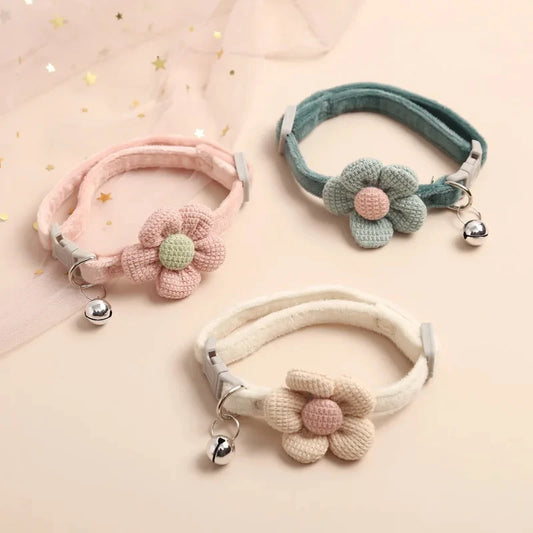Cute Flower Adjustable Buckle Cat Collar With Bell-Catonomy-Catonomy