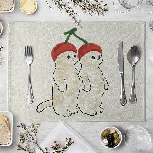 Cute Funny Cat Table Mat-Catonomy-Cherry Hats-32x42 cm-Catonomy