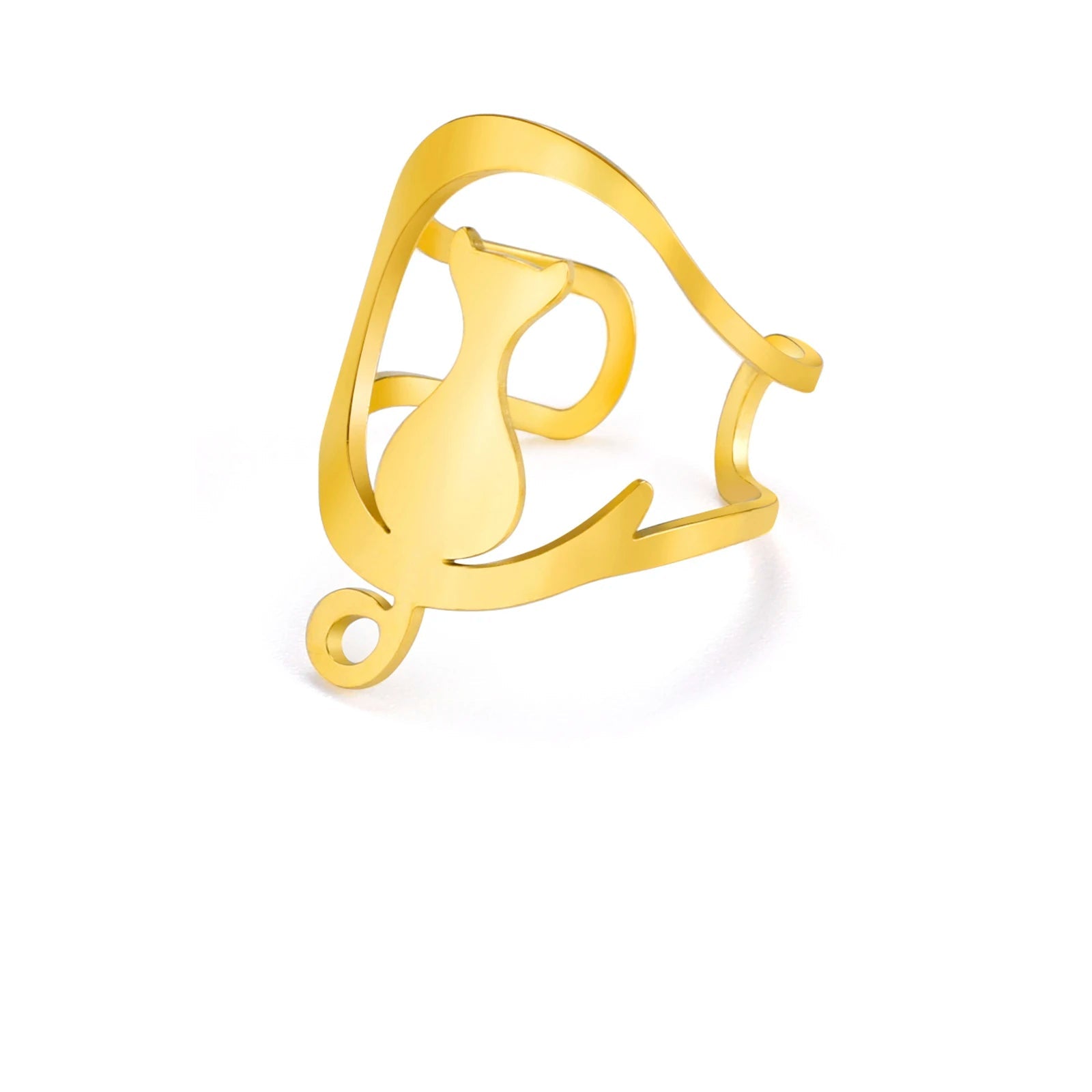 Cute Moon Cat And Heart Cat Adjustable Ring-Catonomy-Catonomy