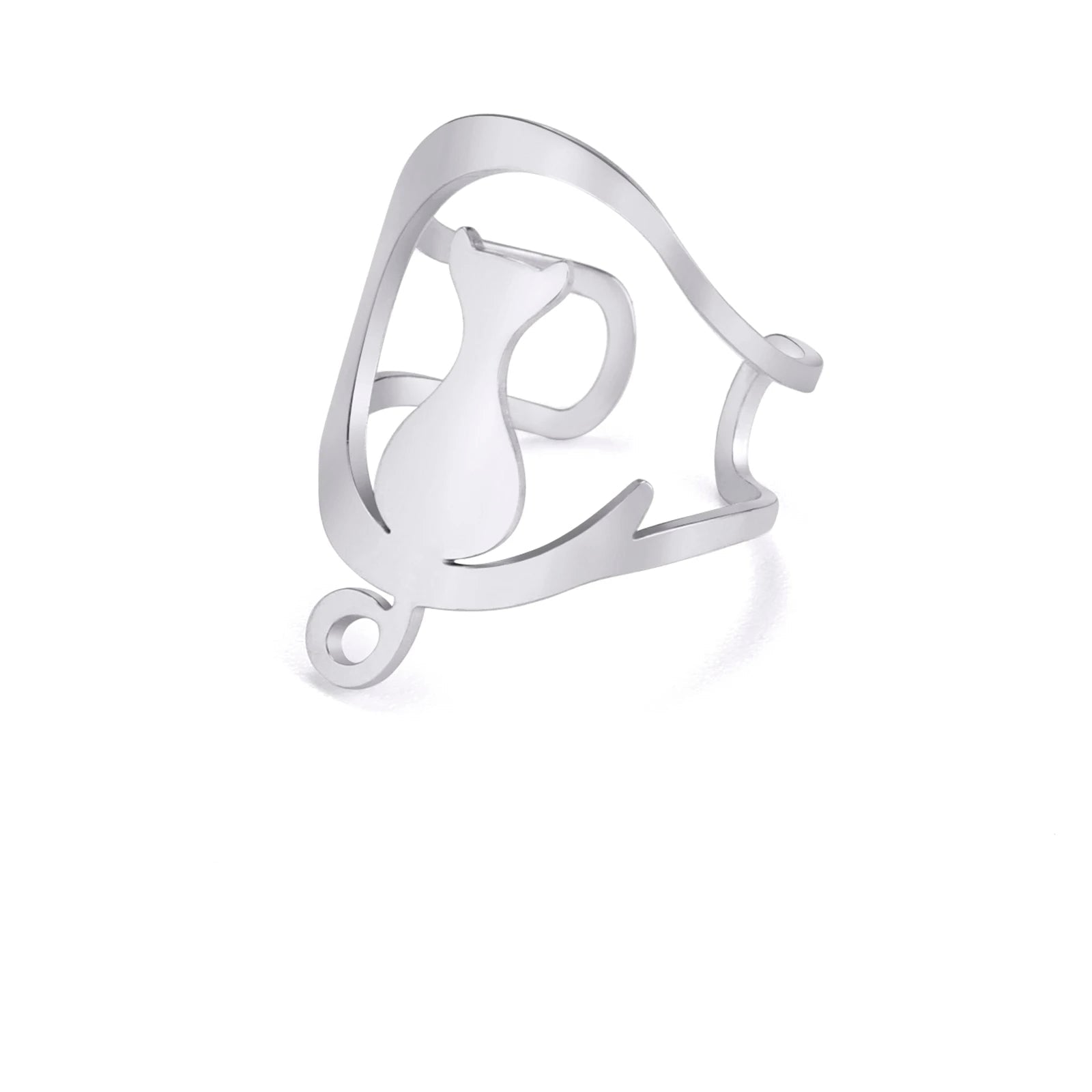 Cute Moon Cat And Heart Cat Adjustable Ring-Catonomy-Catonomy
