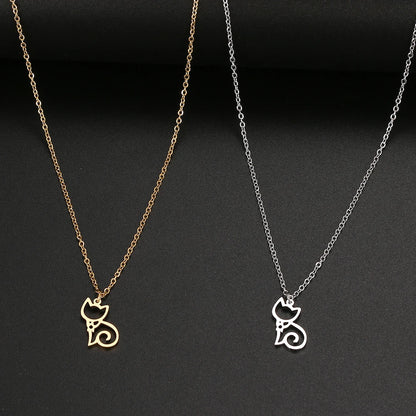 Cute Sitting Cat Stainless Steel Choker Necklace-Catonomy-Catonomy