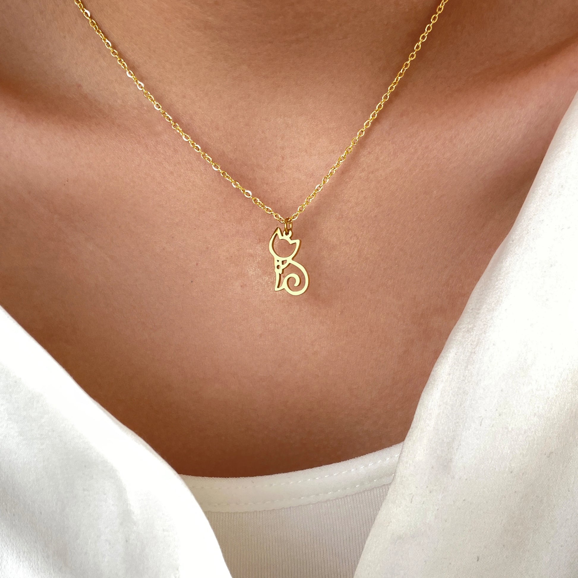 Cute Sitting Cat Stainless Steel Choker Necklace-Catonomy-Catonomy