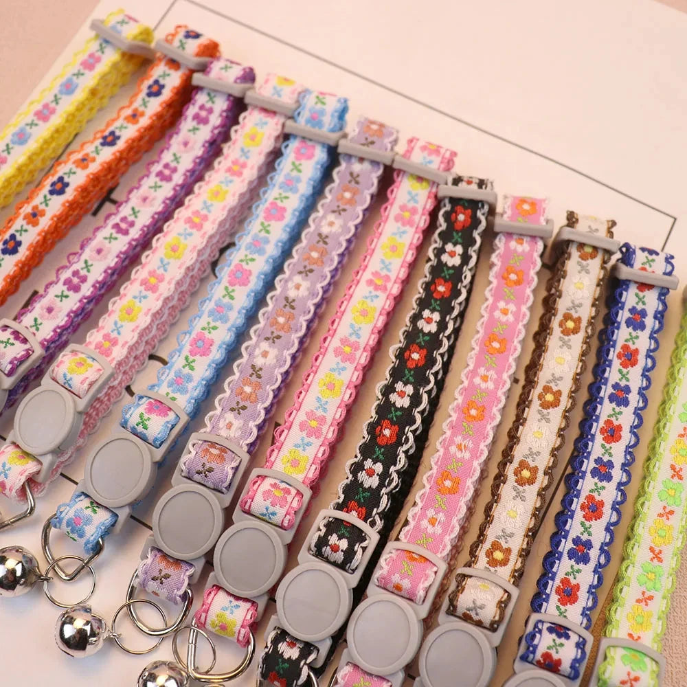 Exquisite Floral Embroidered Lace Cat Collars-Catonomy-Catonomy