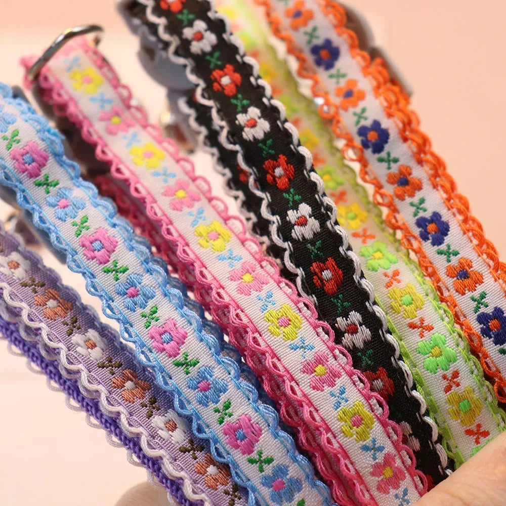 Exquisite Floral Embroidered Lace Cat Collars-Catonomy-Catonomy