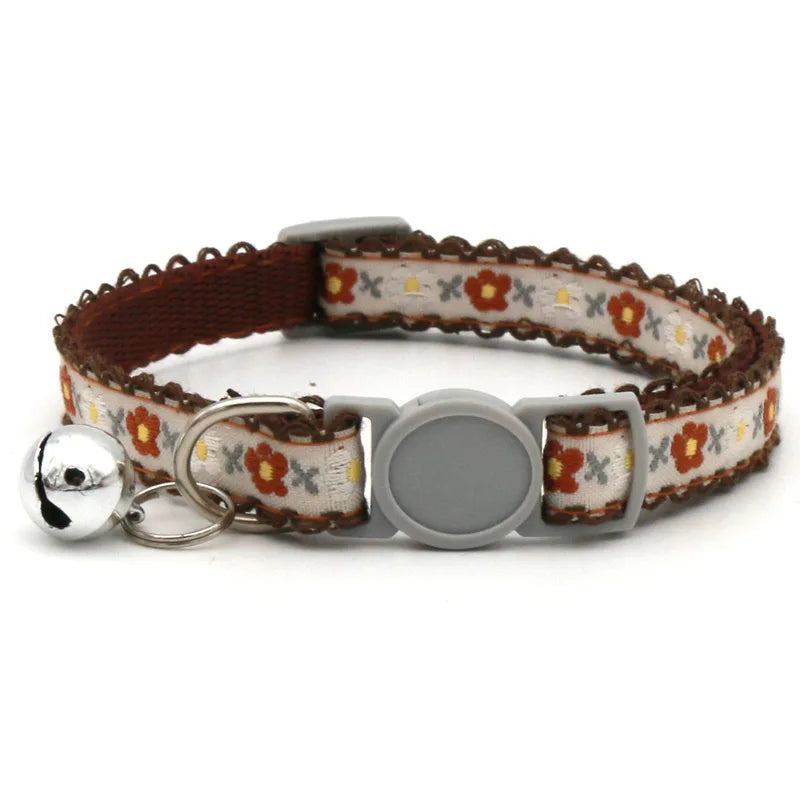 Exquisite Floral Embroidered Lace Cat Collars-Catonomy-Coffee-Catonomy
