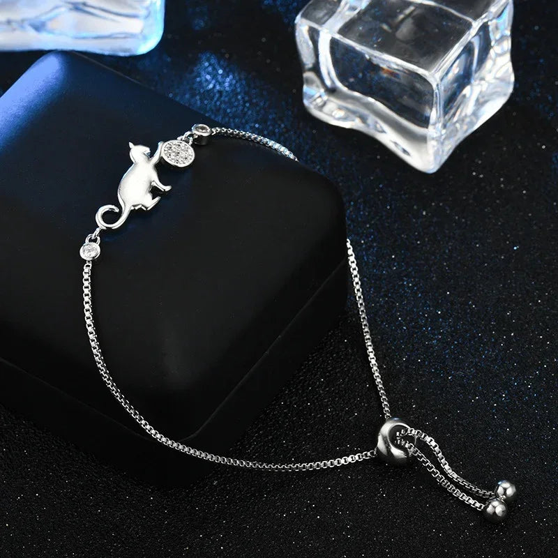 Fashion Cubic Zirconia Crystal Cat & Ball bracelet-Catonomy-Catonomy