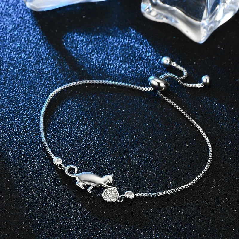 Fashion Cubic Zirconia Crystal Cat & Ball bracelet-Catonomy-Catonomy