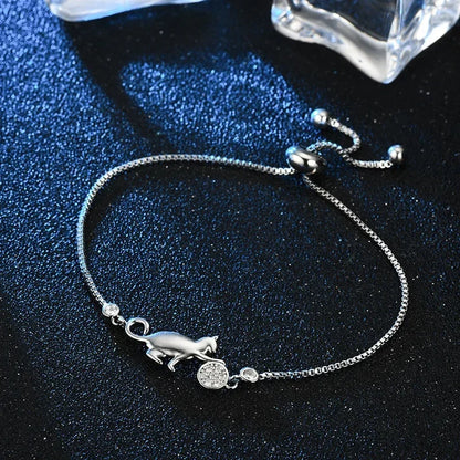Fashion Cubic Zirconia Crystal Cat & Ball bracelet-Catonomy-Catonomy