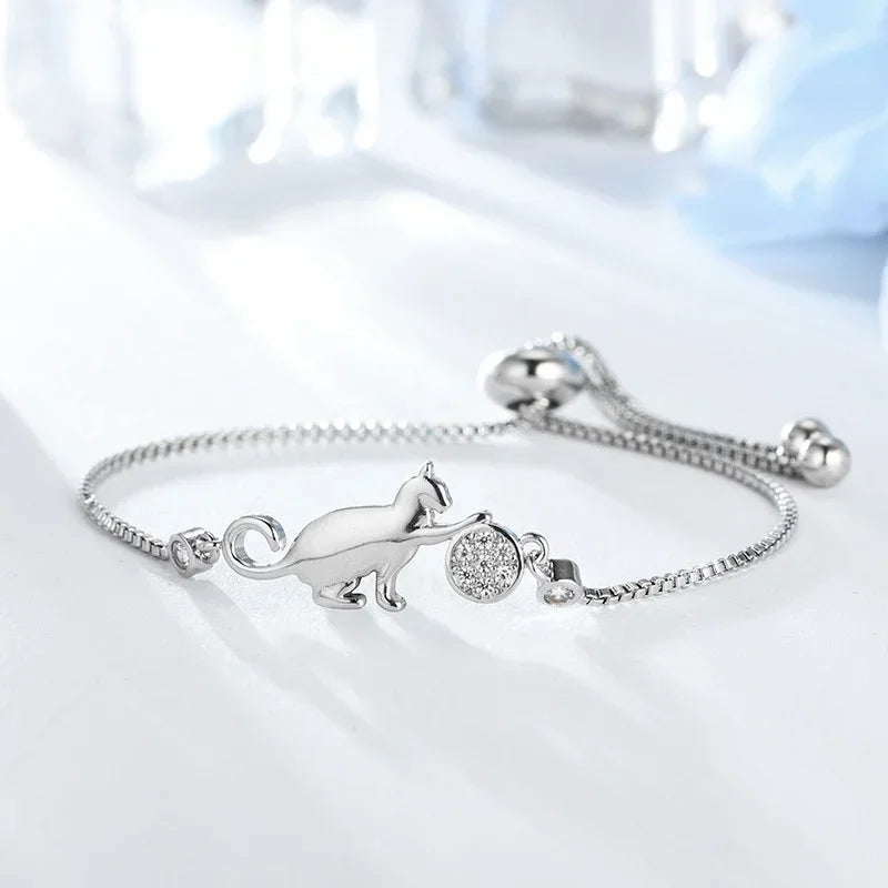 Fashion Cubic Zirconia Crystal Cat & Ball bracelet-Catonomy-Catonomy