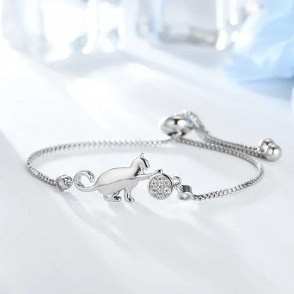 Fashion Cubic Zirconia Crystal Cat & Ball bracelet-Catonomy-Catonomy