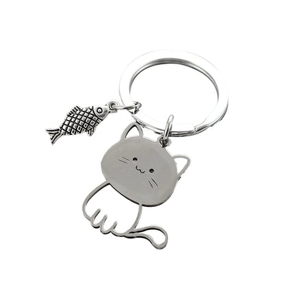Silly Fish Keychain Funny Cartoon Cat & Fish Keychain – Catonomy