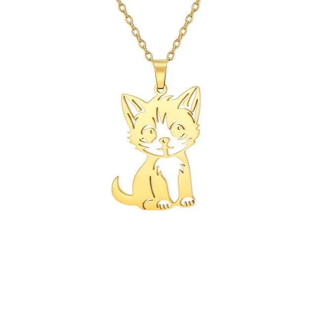 Glittering Cute Kitten Pendant Necklace-Catonomy-Catonomy