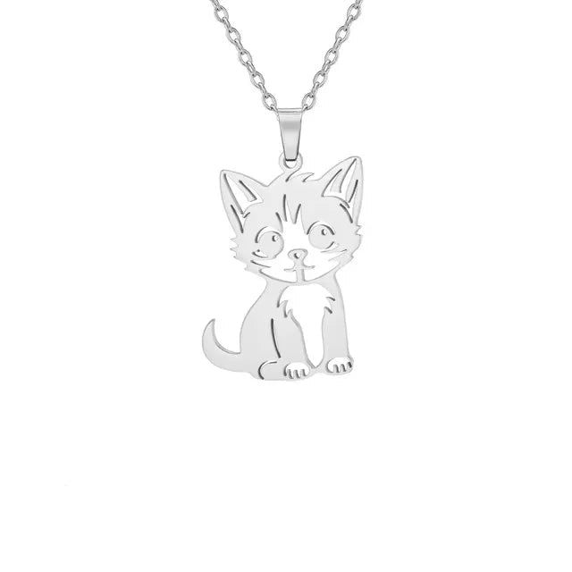 Glittering Cute Kitten Pendant Necklace-Catonomy-Catonomy
