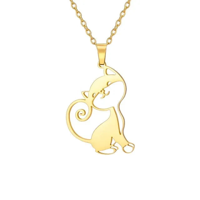 Glittering Cute Kitten Pendant Necklace-Catonomy-Catonomy