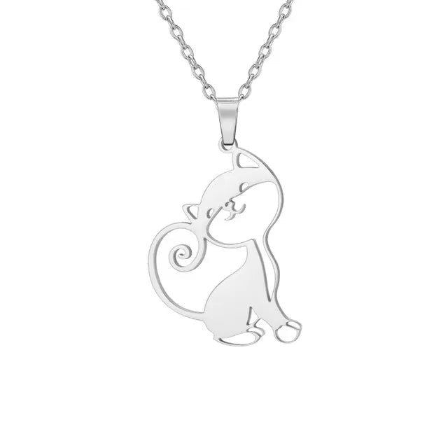 Glittering Cute Kitten Pendant Necklace-Catonomy-Catonomy