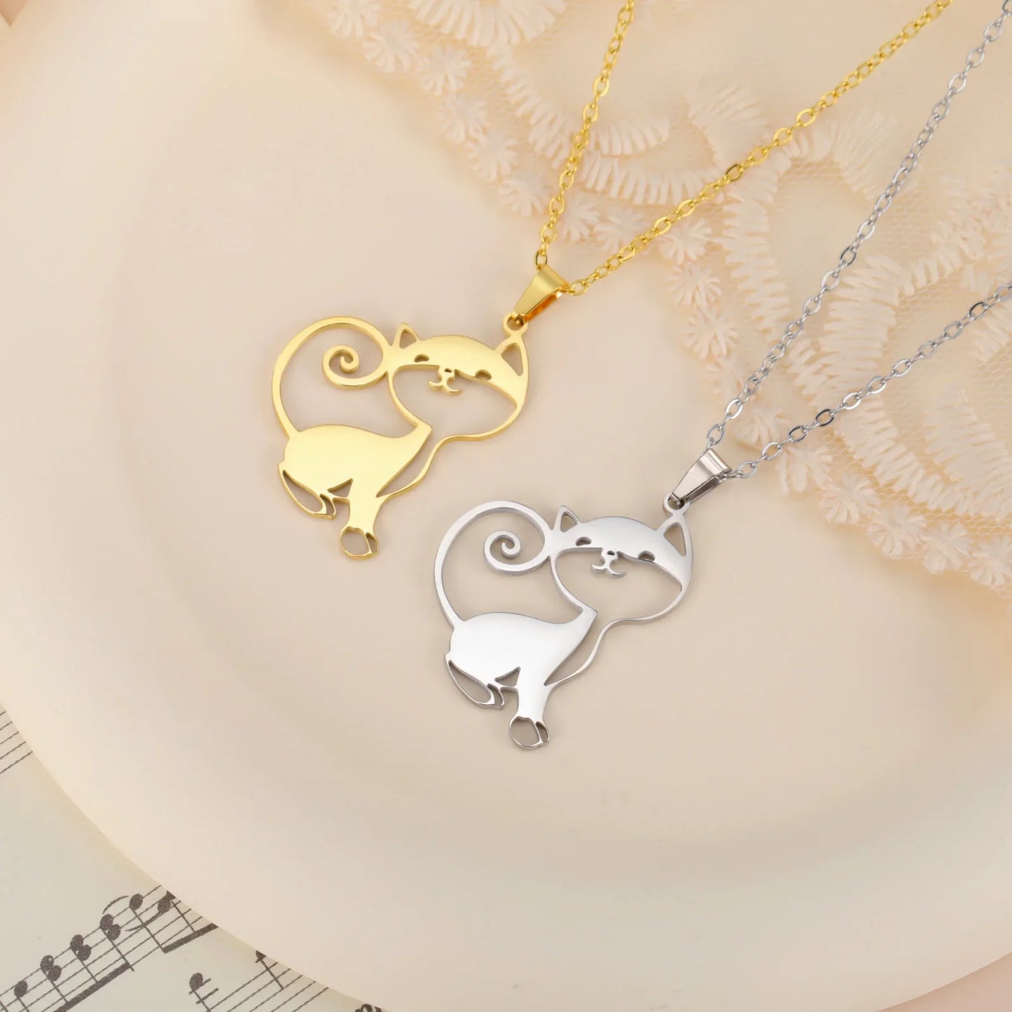 Glittering Cute Kitten Pendant Necklace-Catonomy-Catonomy