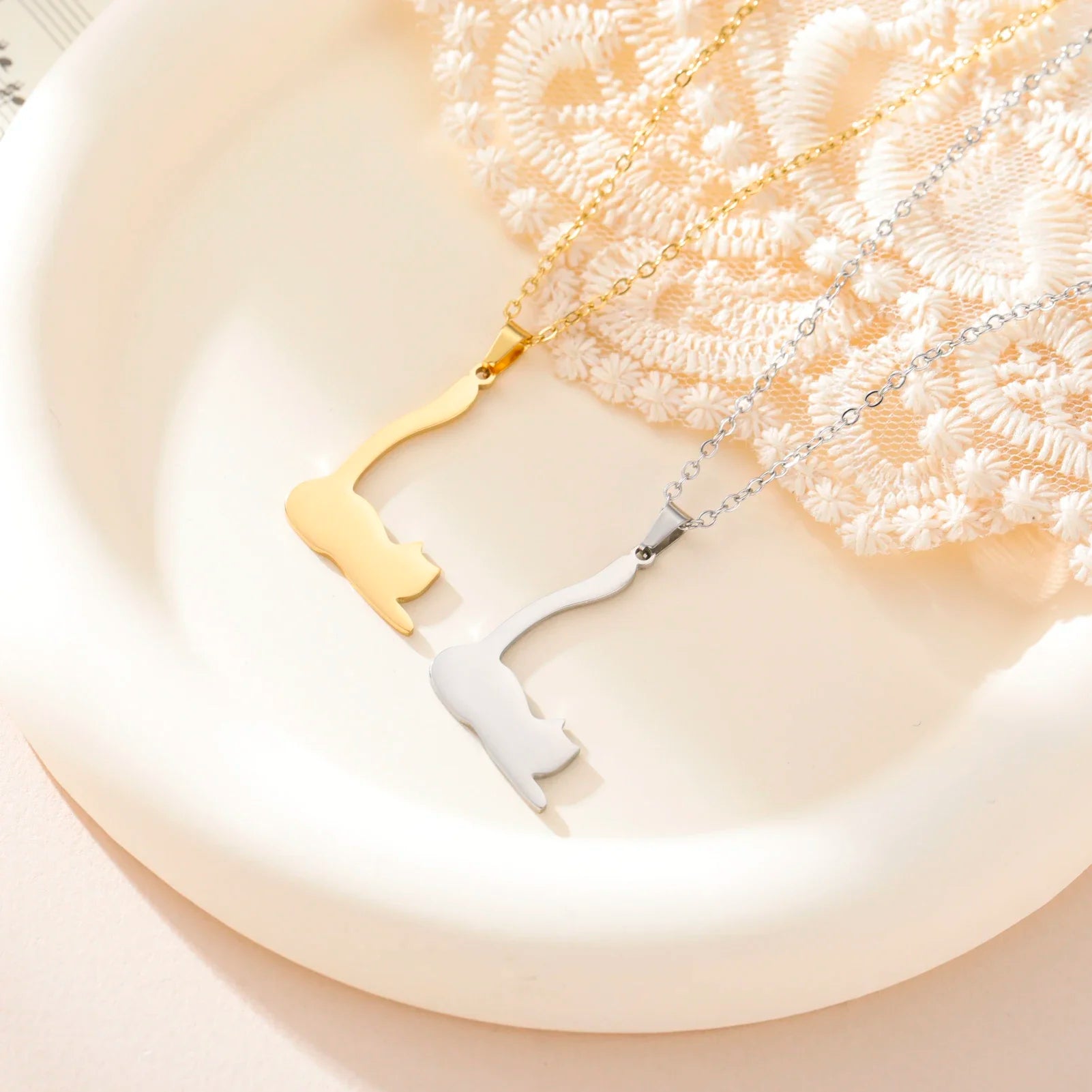 Glittering Cute Kitten Pendant Necklace-Catonomy-Catonomy