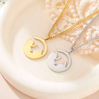 Glittering Cute Kitten Pendant Necklace-Catonomy-Catonomy