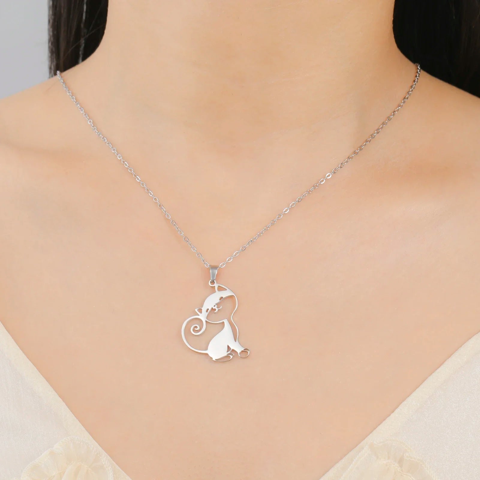 Glittering Cute Kitten Pendant Necklace-Catonomy-Catonomy