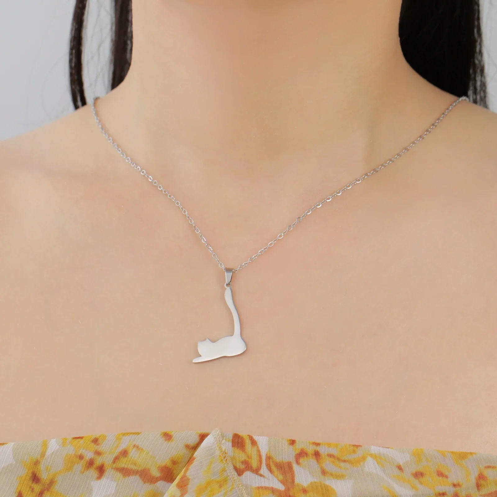 Glittering Cute Kitten Pendant Necklace-Catonomy-Catonomy