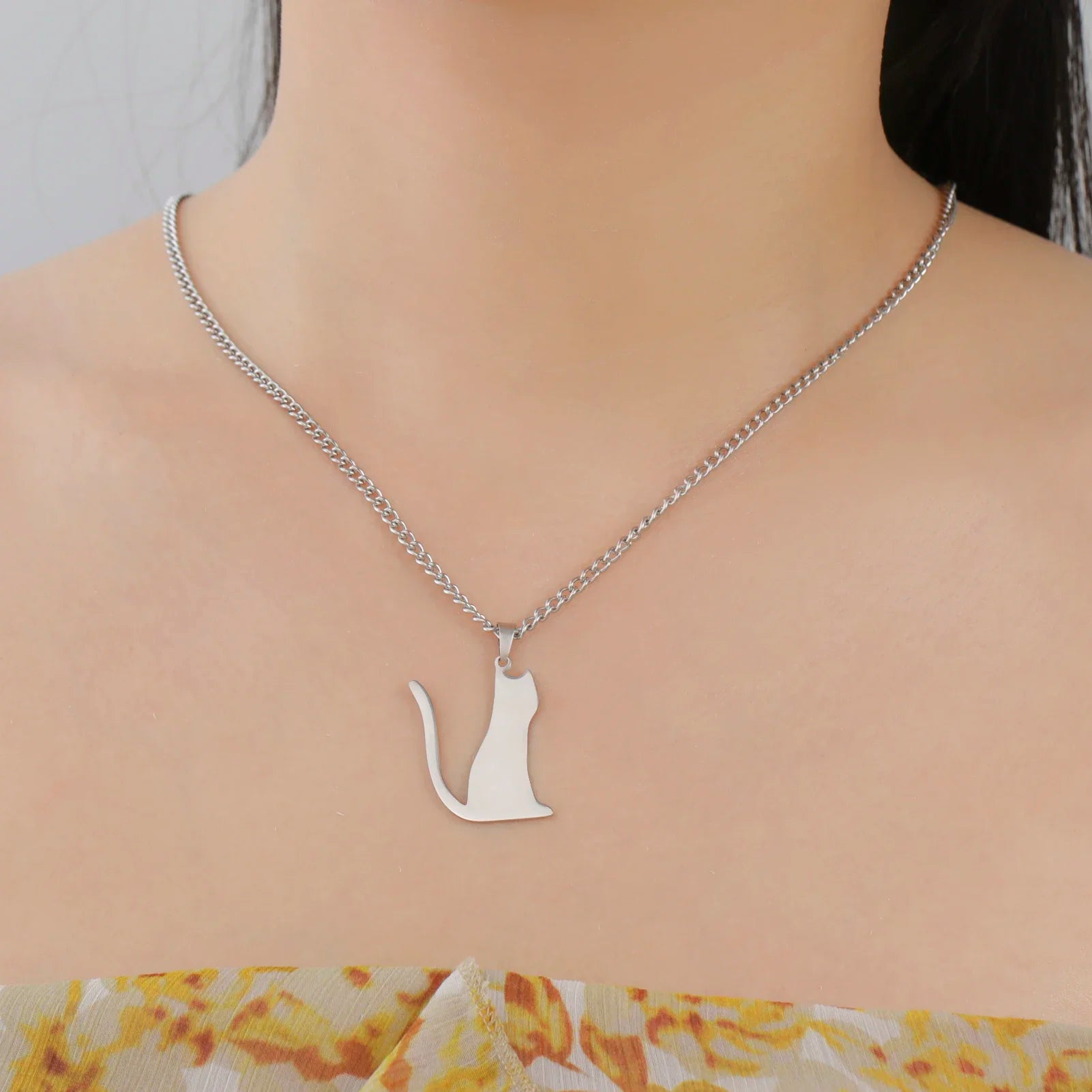 Glittering Cute Kitten Pendant Necklace-Catonomy-Catonomy
