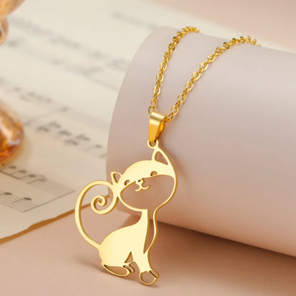 Glittering Cute Kitten Pendant Necklace-Catonomy-Style B-Golden-Catonomy