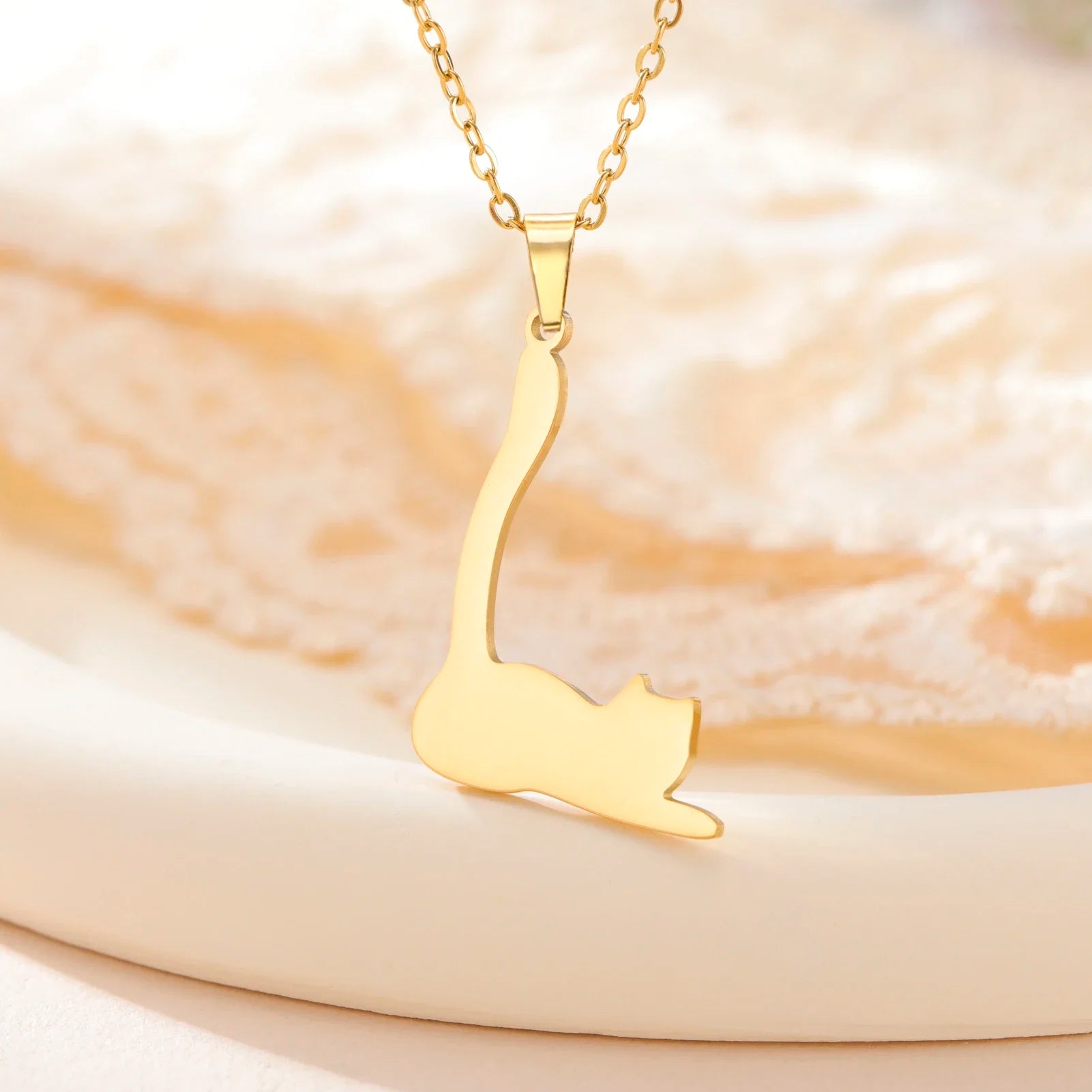 Glittering Cute Kitten Pendant Necklace-Catonomy-Style C-Golden-Catonomy