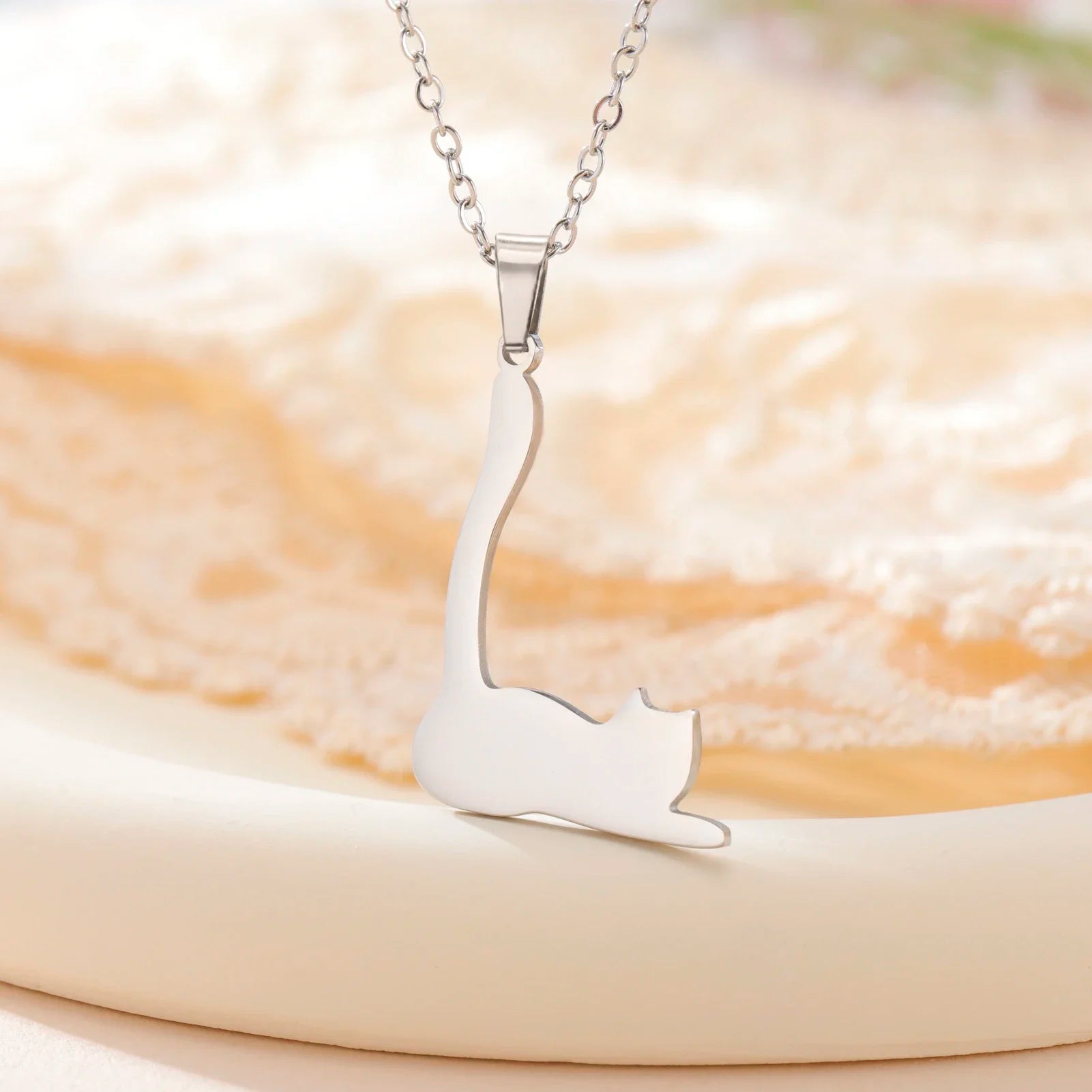 Glittering Cute Kitten Pendant Necklace-Catonomy-Style C-Steel-Catonomy