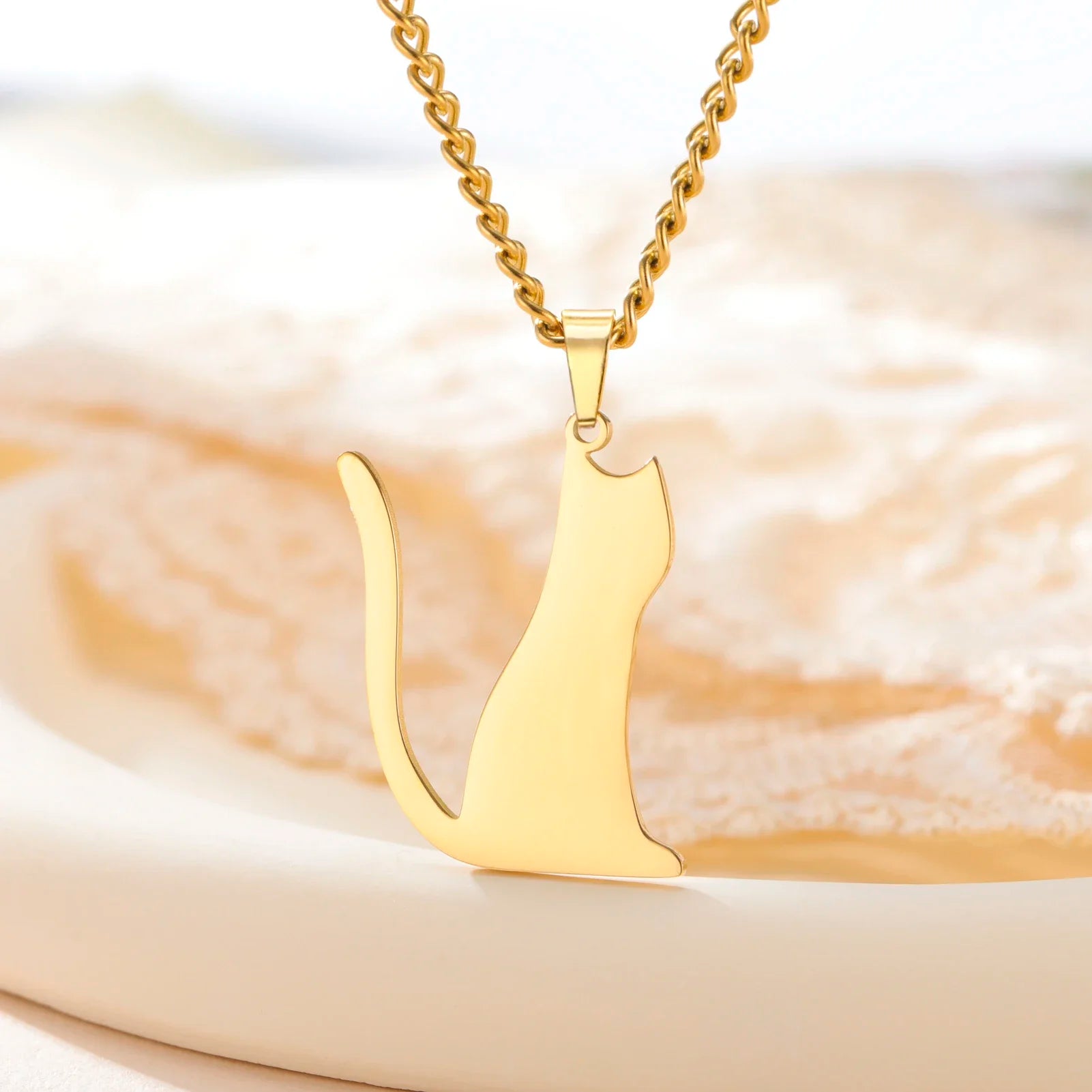 Glittering Cute Kitten Pendant Necklace-Catonomy-Style D-Golden-Catonomy