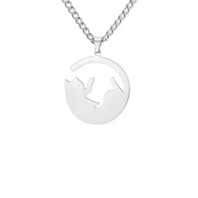 Glittering Cute Kitten Pendant Necklace-Catonomy-Style F-Steel-Catonomy