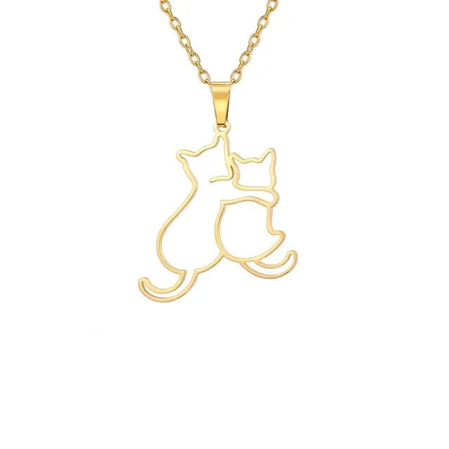 Glittering Cute Kitten Pendant Necklace-Catonomy-Style G-Golden-Catonomy