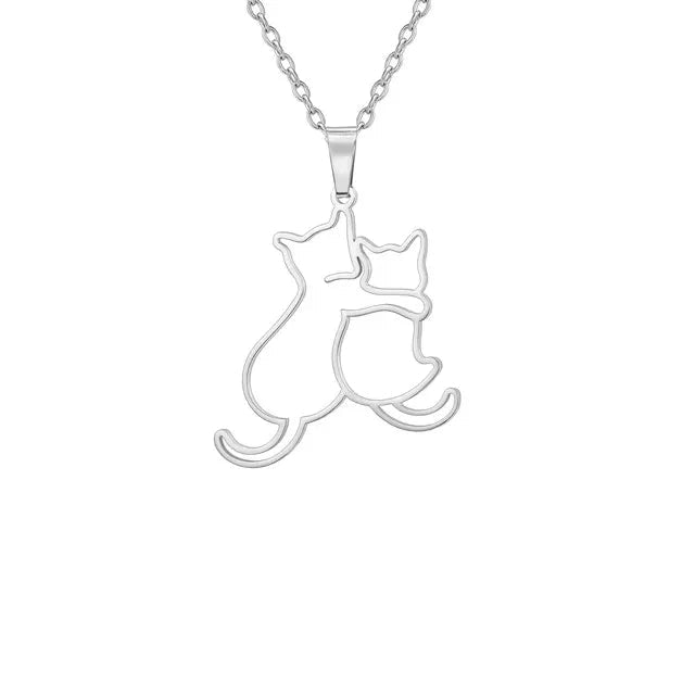 Glittering Cute Kitten Pendant Necklace-Catonomy-Style G-Steel-Catonomy