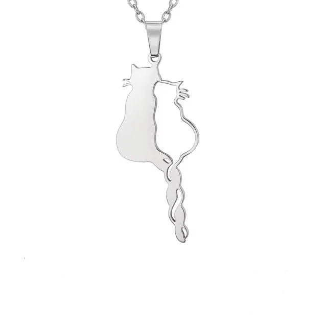 Glittering Cute Kitten Pendant Necklace-Catonomy-Style H-Steel-Catonomy