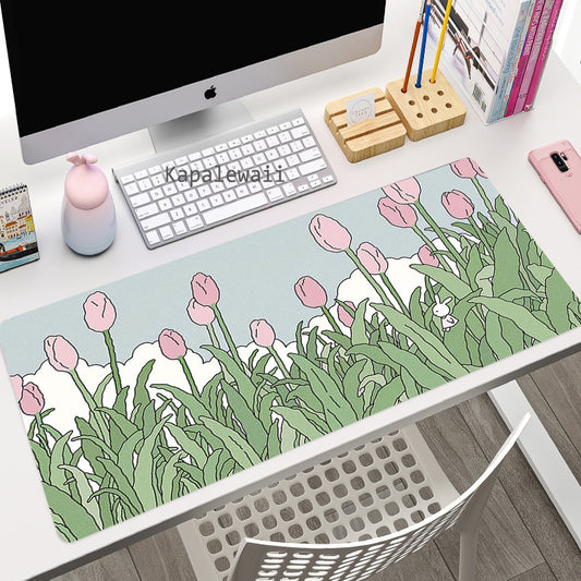 Greenish Keyboard & Mouse Pad-Catonomy-Tulip Garden-S - 700x300-Catonomy