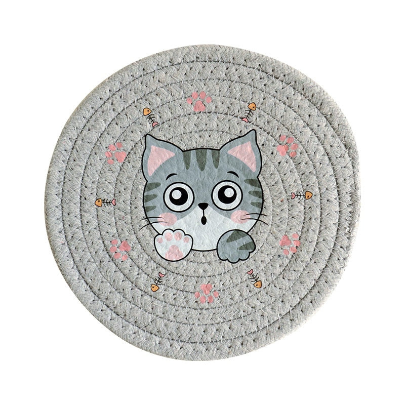 Insulated Bowl Pad & Coaster-Catonomy-Innocent Cat - Grey-12 cm-Catonomy