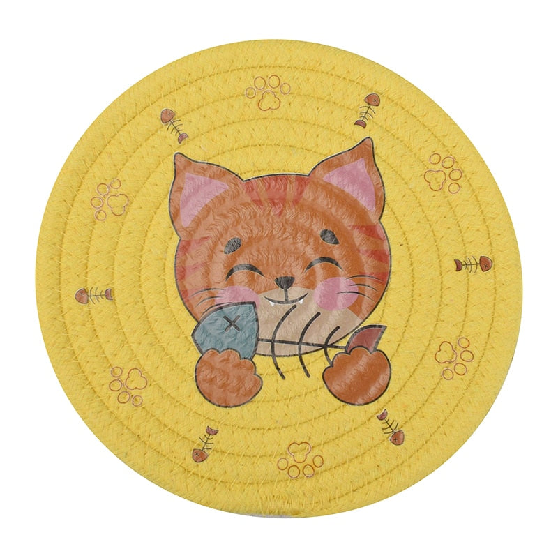Insulated Bowl Pad & Coaster-Catonomy-Smiley Cat - Yellow-12 cm-Catonomy