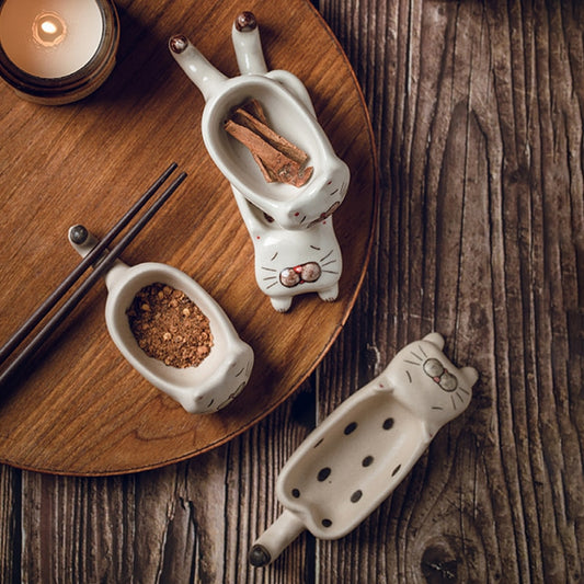 Mini Cartoon Cat Sauce Ceramic Dish-Catonomy-Catonomy