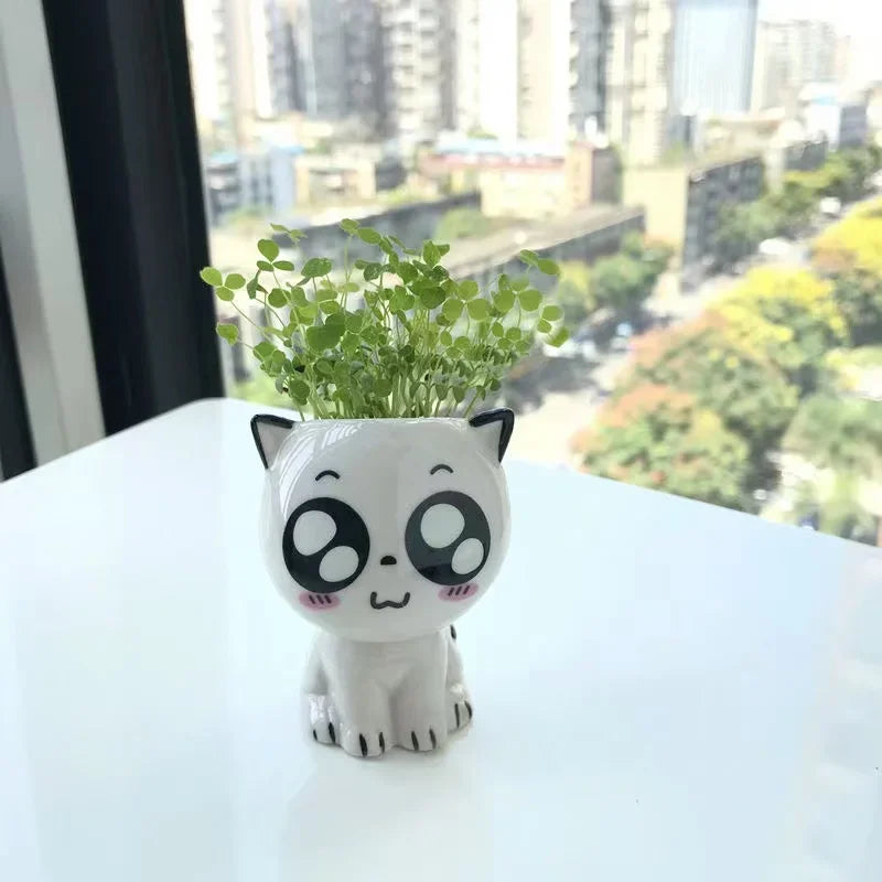 Mini Cute Cat Cartoon Decorative Ceramic Flowerpot-Catonomy-Blushing Cat-Catonomy