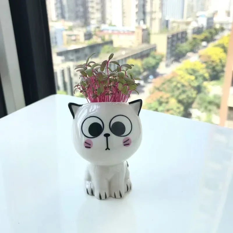 Mini Cute Cat Cartoon Decorative Ceramic Flowerpot-Catonomy-Innocent Cat-Catonomy