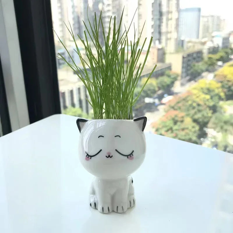 Mini Cute Cat Cartoon Decorative Ceramic Flowerpot-Catonomy-Serene Cat-Catonomy