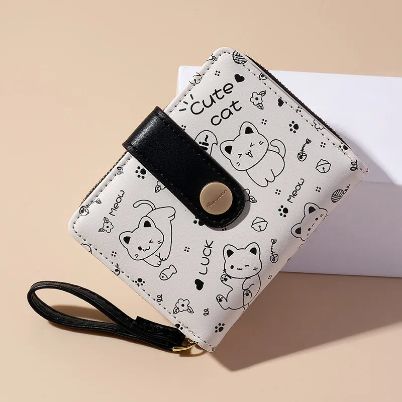 Playful happy Cat Card Holder And Wallet-Catonomy-Black-Catonomy
